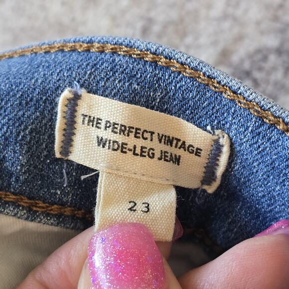 Madewell Jeans Womens 23 Blue The Perfect Vintage Wide-Leg Button Fly Raw Hem - Picture 5 of 10